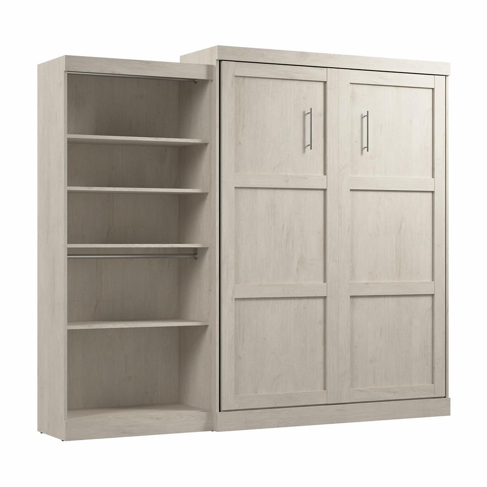 Bestar Pur Queen Murphy Bed with Closet Organizer (101W) in Linen White Oak