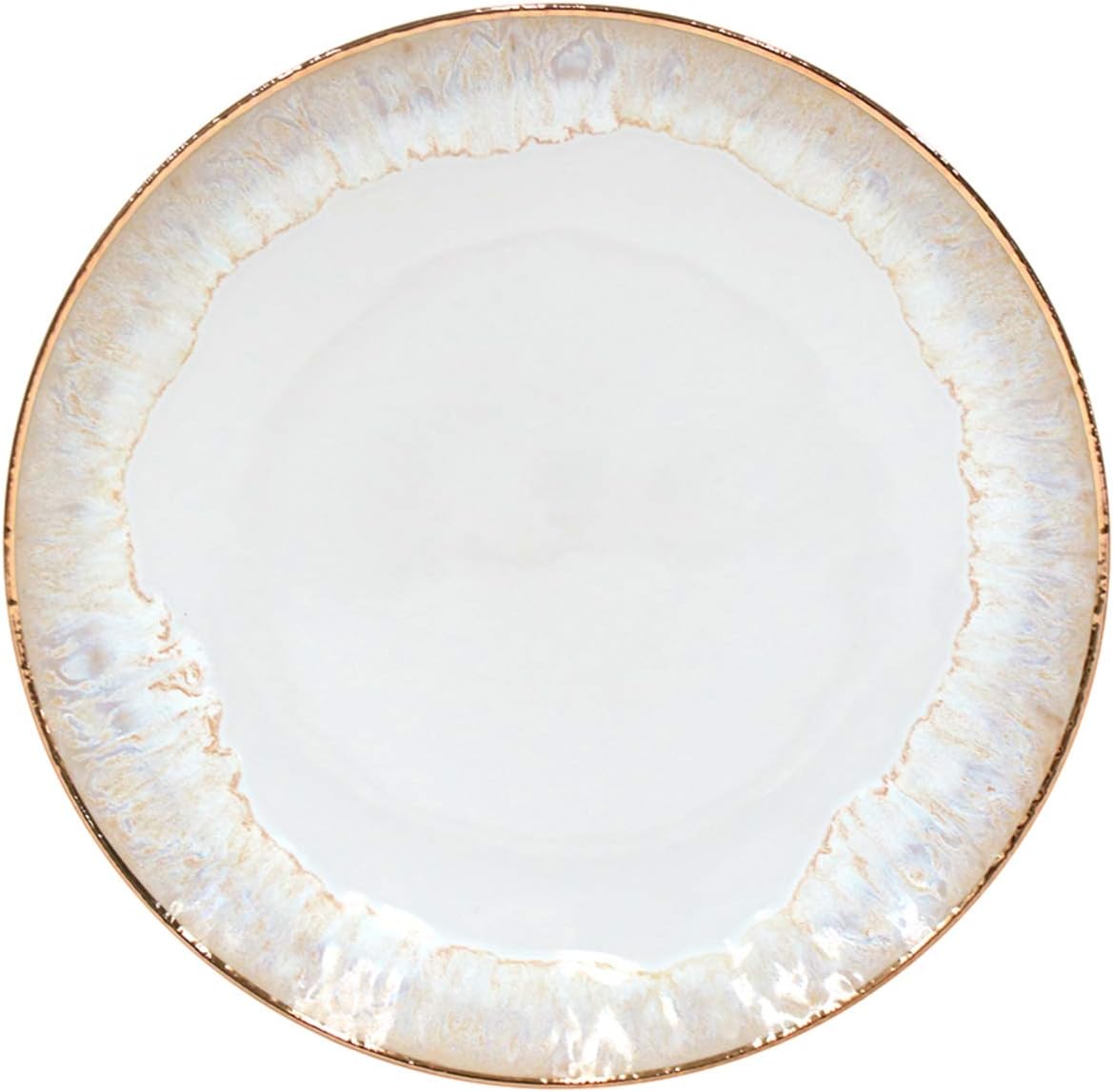 Ceramic Stoneware 11'' Dinner Plate - Taormina Collection, White & | Hand-Painted 18- Rim Dinnerware | Food Safe Glazing | Restaurant Quality Tableware