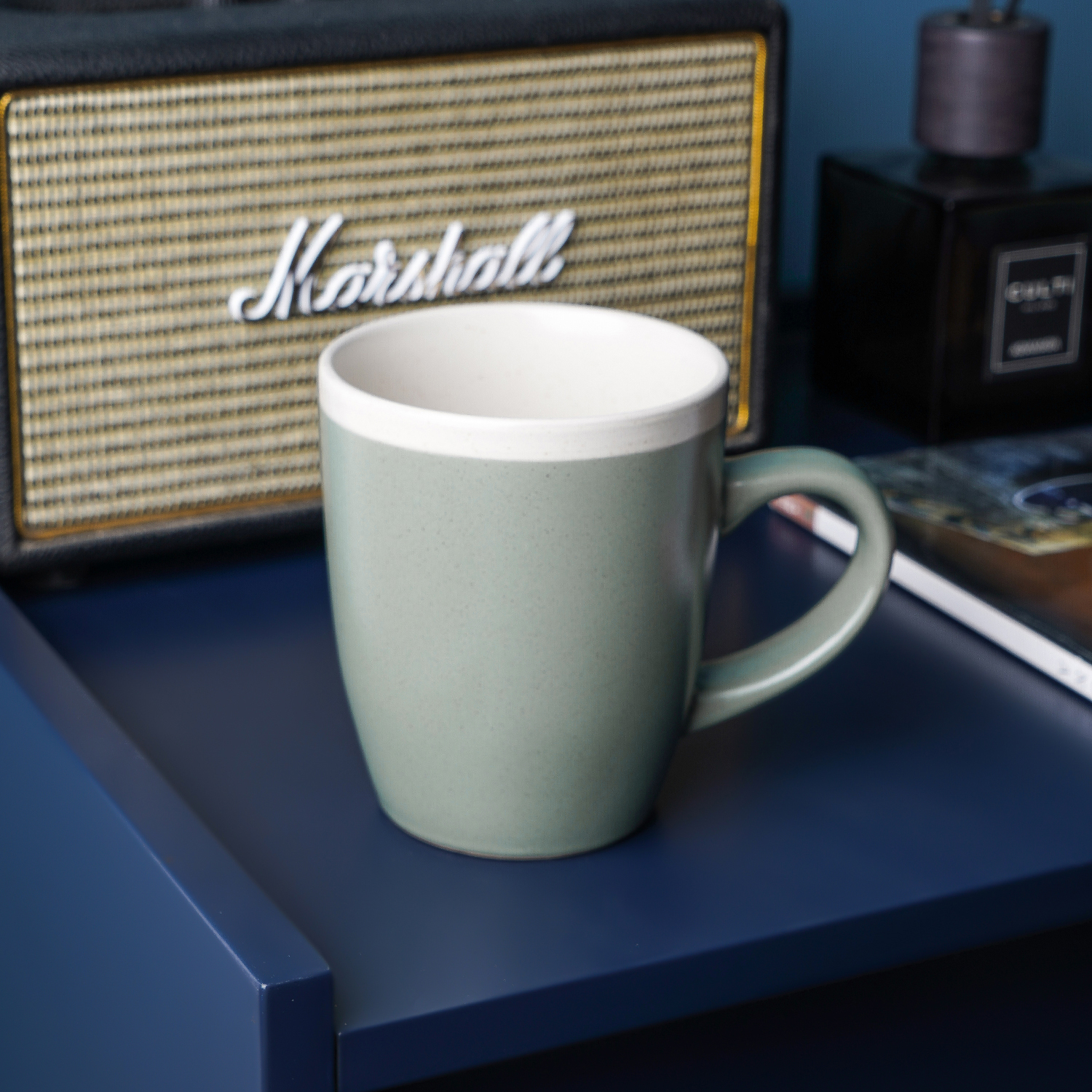 Stone Lain Serenity Rustic Stoneware Dinnerware Mug Replacements, Green and Cream