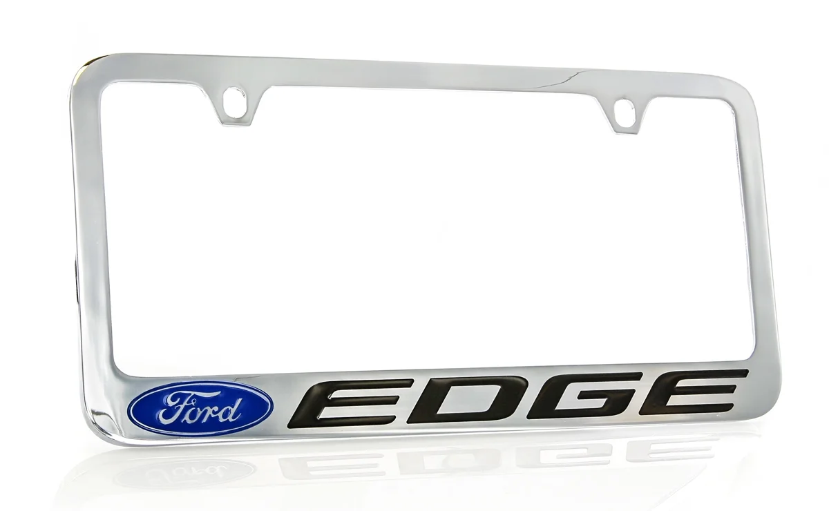Ford Edge Chrome Plated Brass Metal License Plate Frame wide bottom engraved 2 hole