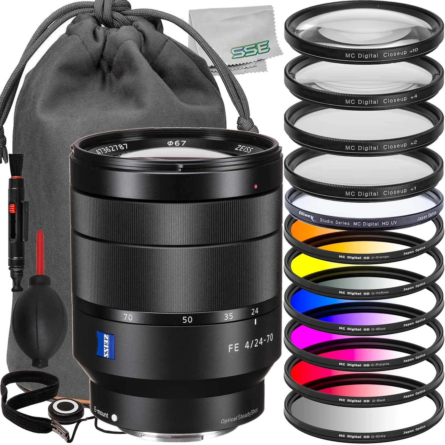 Ultimaxx Essential Sony FE 24-70mm f/4 OSS Lens Bundle - Includes: 6PC Gradual Color Filter Kit, 4PC Macro Close-Up Filter Kit, Protective UV Filter & Much More (20pc Bundle)