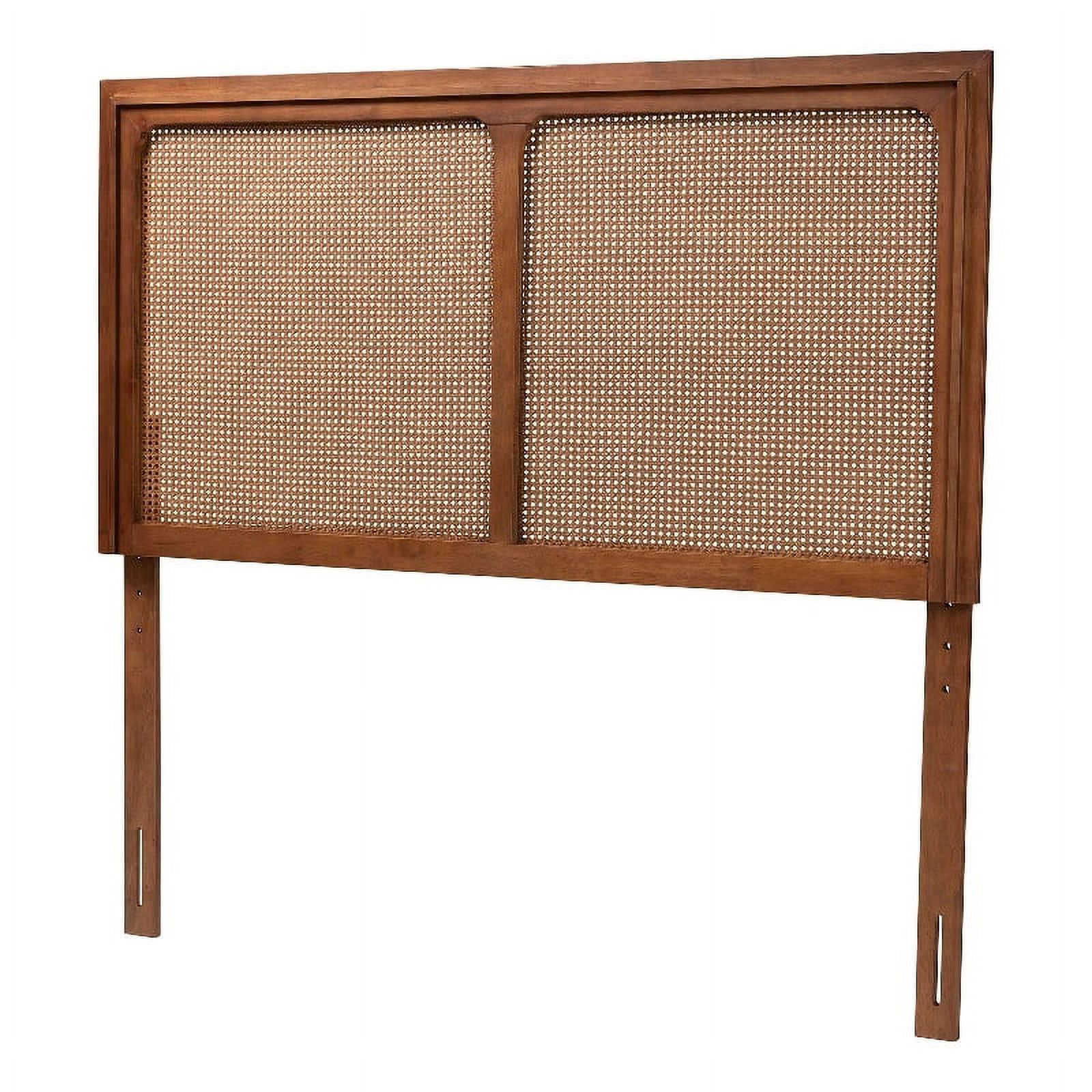 Pemberly Row Wood & Rattan King Size Headboard in Ash Walnut