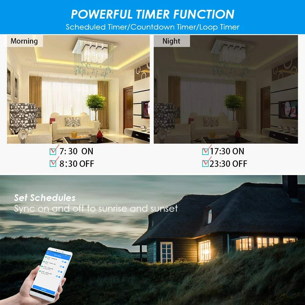 GREENCYCLE Smart Light Switch WiFi Wall Wireless 2x 1-gang Switch + 2x WIFI Receiver Compatible with Amazon Alexa and Google Home Remote Control Lights and Appliances Timing Function