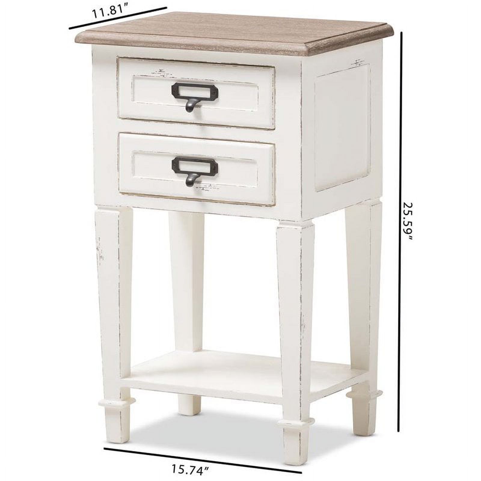 Bowery Hill Modern 2 Drawer Wood Nightstand in Weathered Oak White