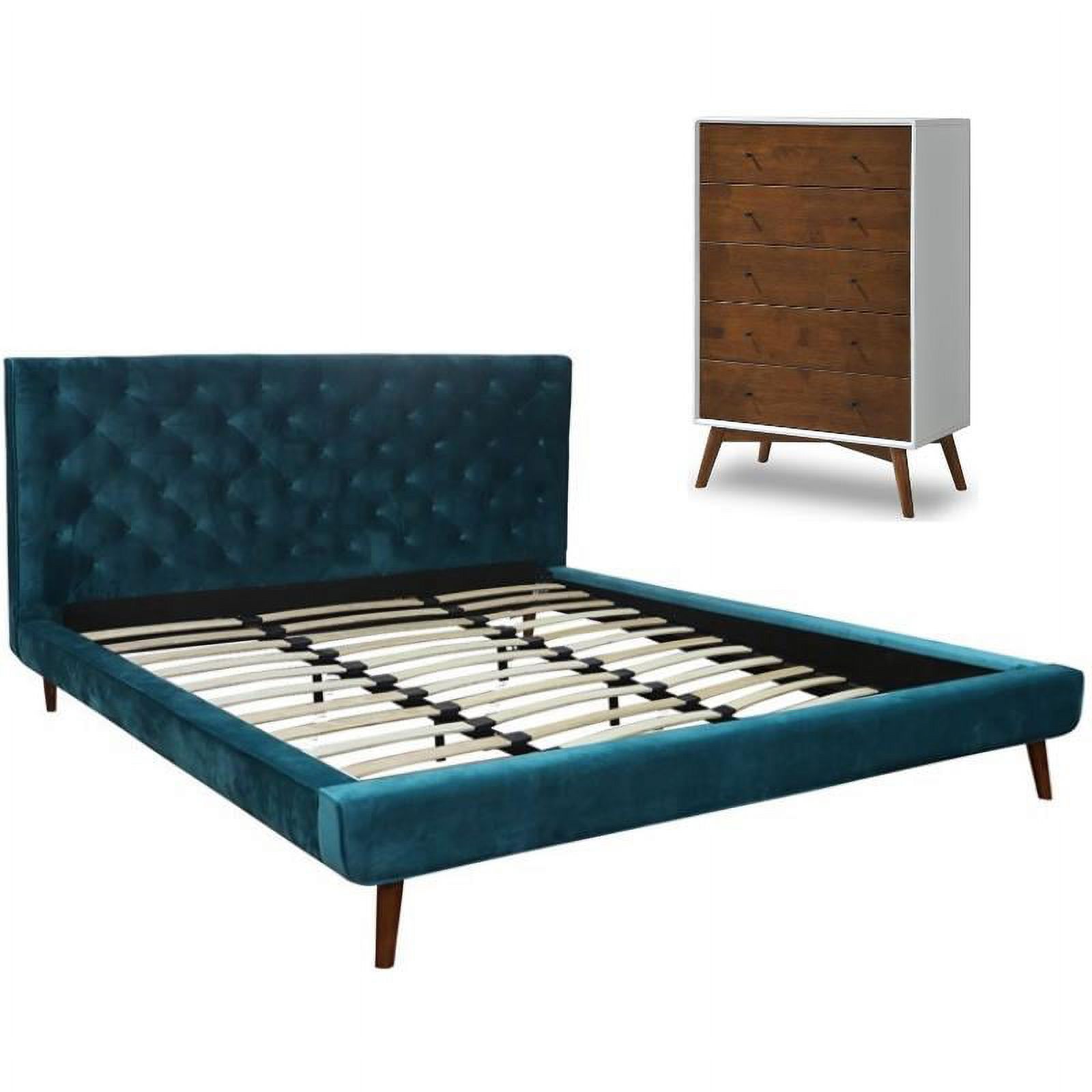 Home Square 2 Piece Set with Queen Platform Bed and 5-Drawer Dresser