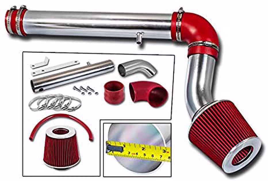 Rtunes Racing Cold Air Intake Kit + Filter Combo RED Compatible For 05-10 Chrysler 300 2.7L V6 / 05-09 Dodge Magnum/Charger 2.7L V6