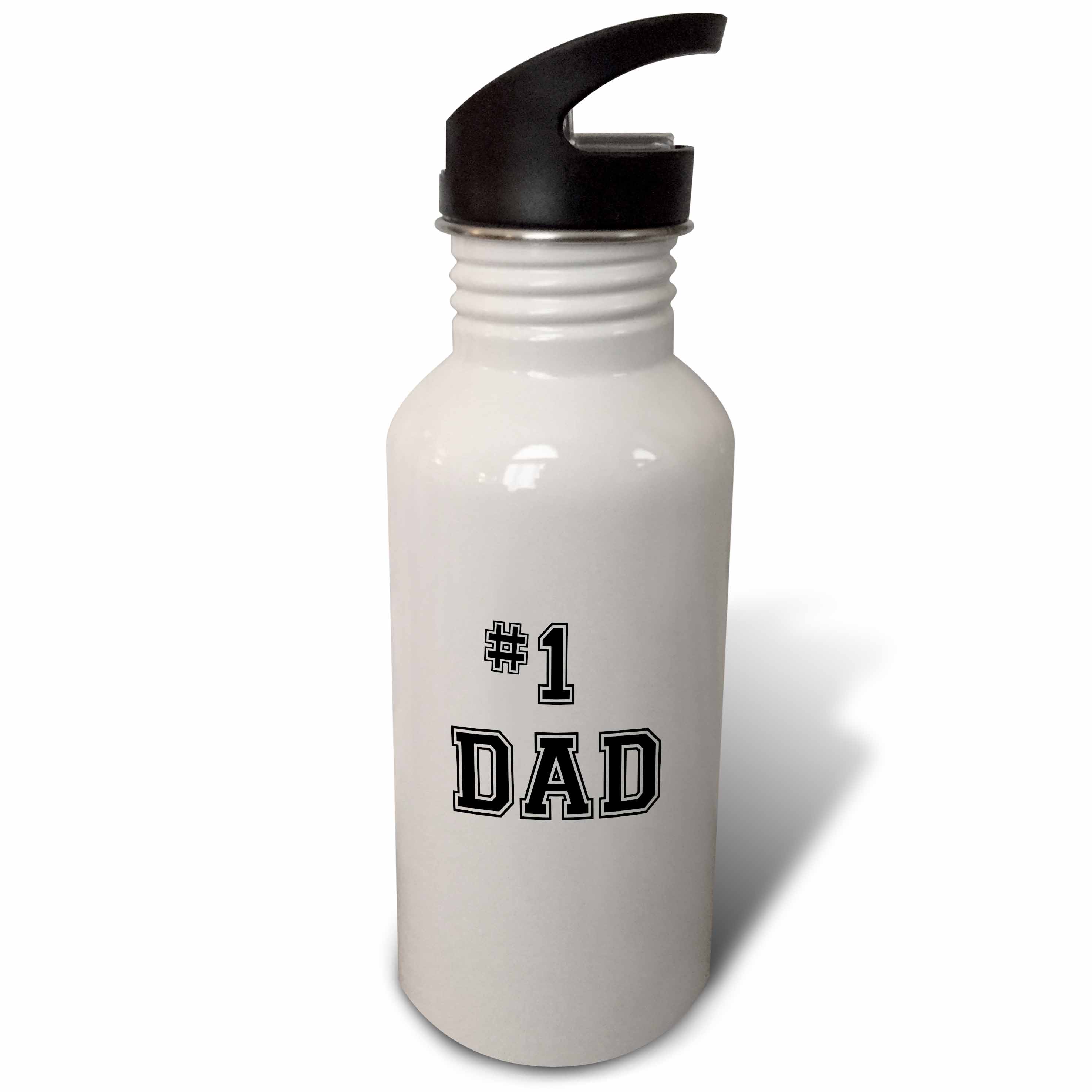 #1 Dad - Greatest Dad - Fathers Day - Best Dad Award - black text 21 oz Sports Water Bottle wb-203251-1
