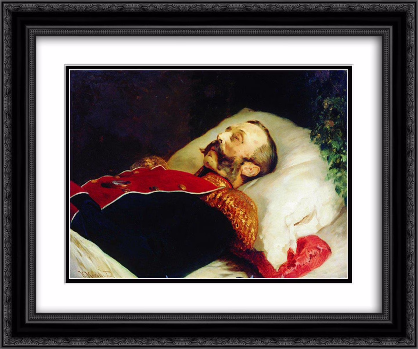Konstantin Makovsky 2x Matted 24x20 Black Ornate Framed Art Print 'Emperor Alexander II on His Deathbed'
