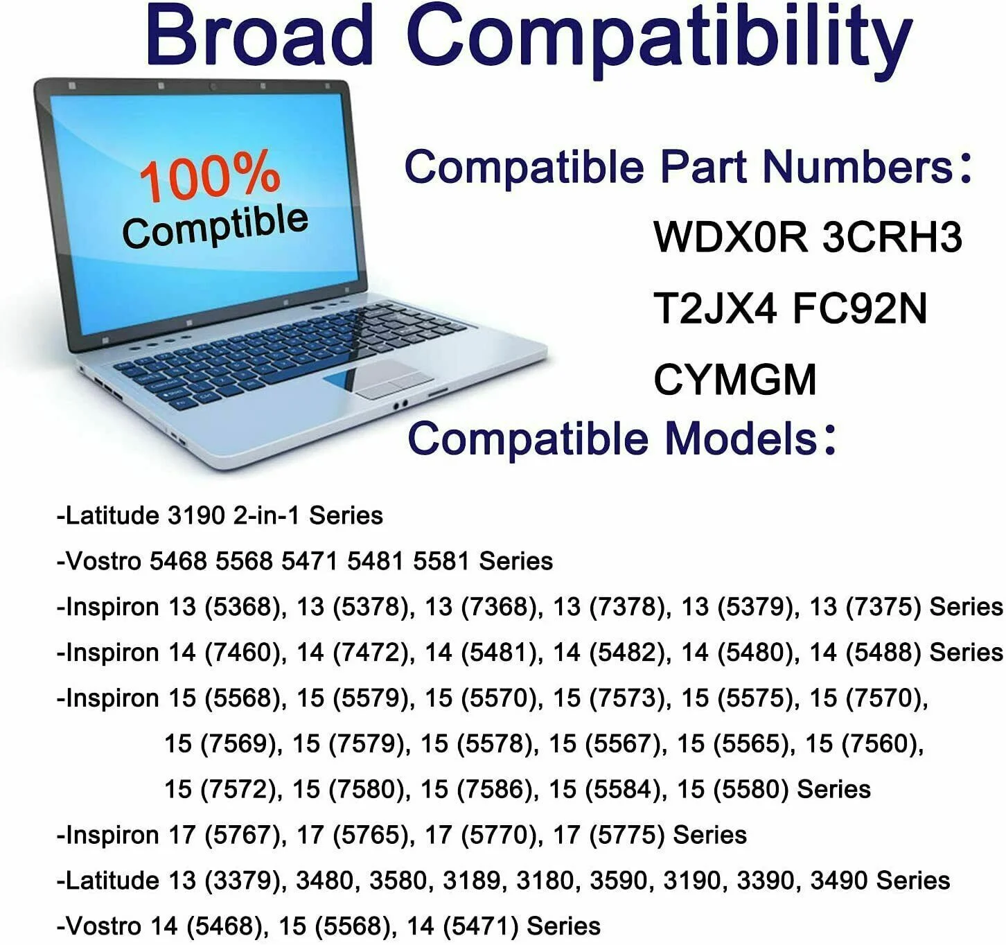 42WH WDX0R WDXOR Battery for Dell Inspiron 15 5000 7000 Series 7569 7570 5565
