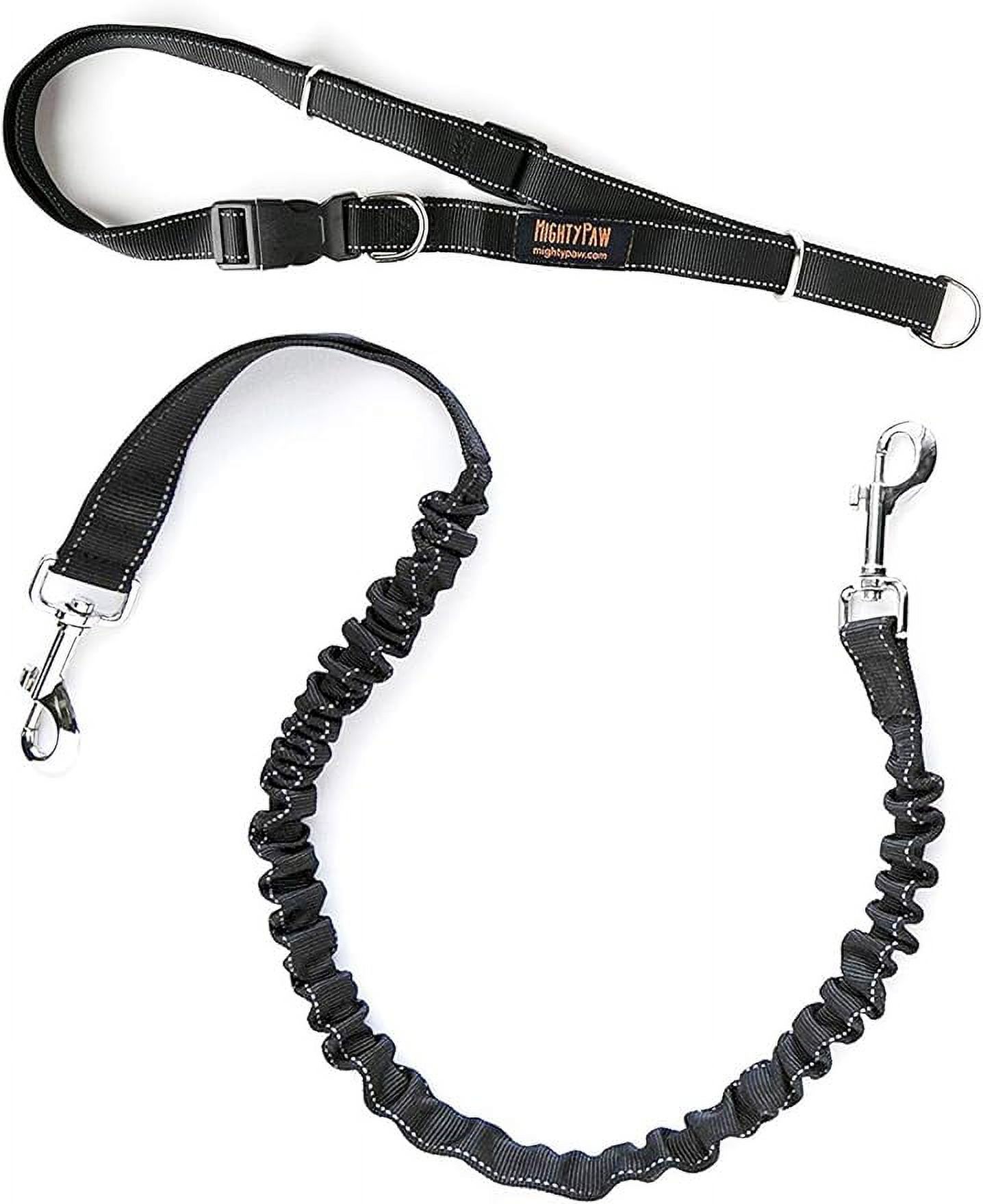 Mighty Paw Hands Free Dog Leash | Premium Runners Pet Lead and Adjustable Hip Belt. Lightweight Reflective Bungee System for Training, Walking, Jogging, Hiking and Running. (Black, 36 inch)