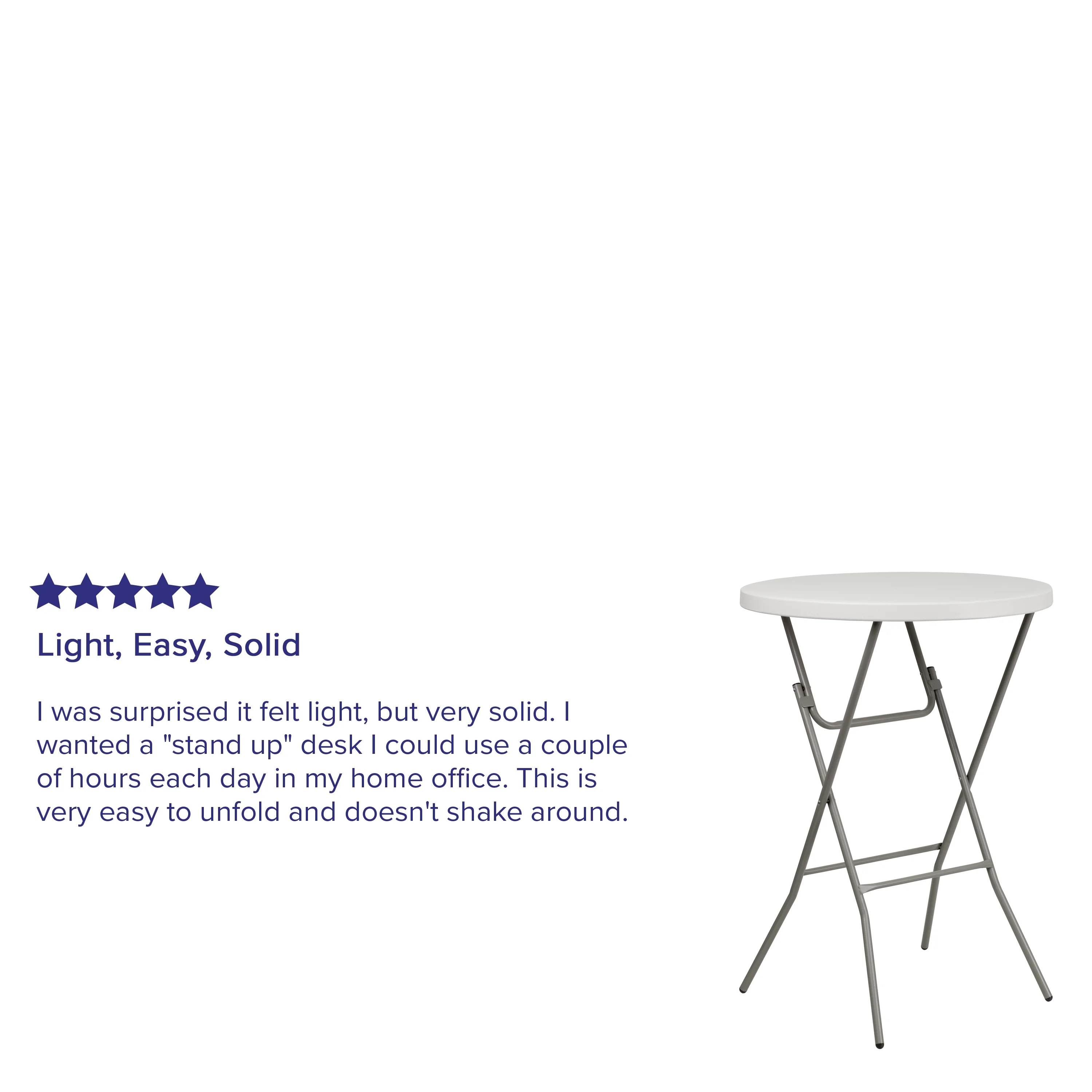 BizChair 2.63-Foot Round Granite White Plastic Bar Height Folding Table