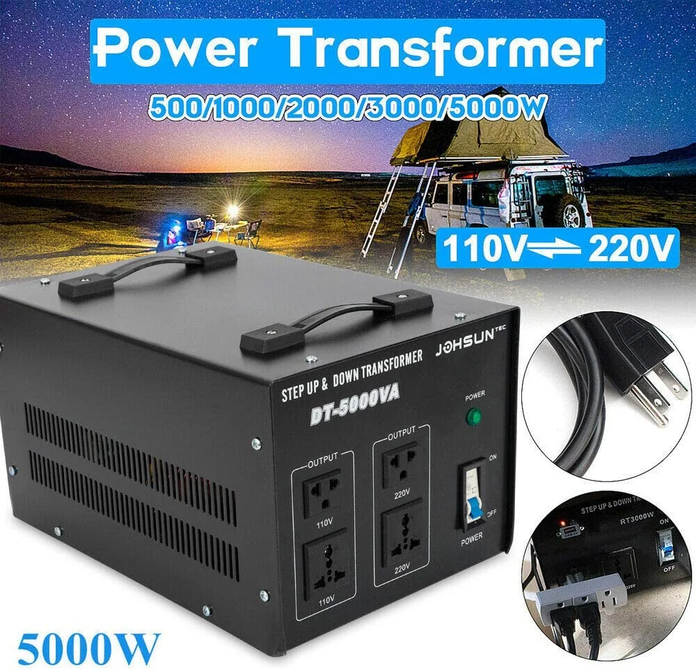 5000W Voltage Converter Transformer 110V to 220V Step Up/Down AC Adapter 