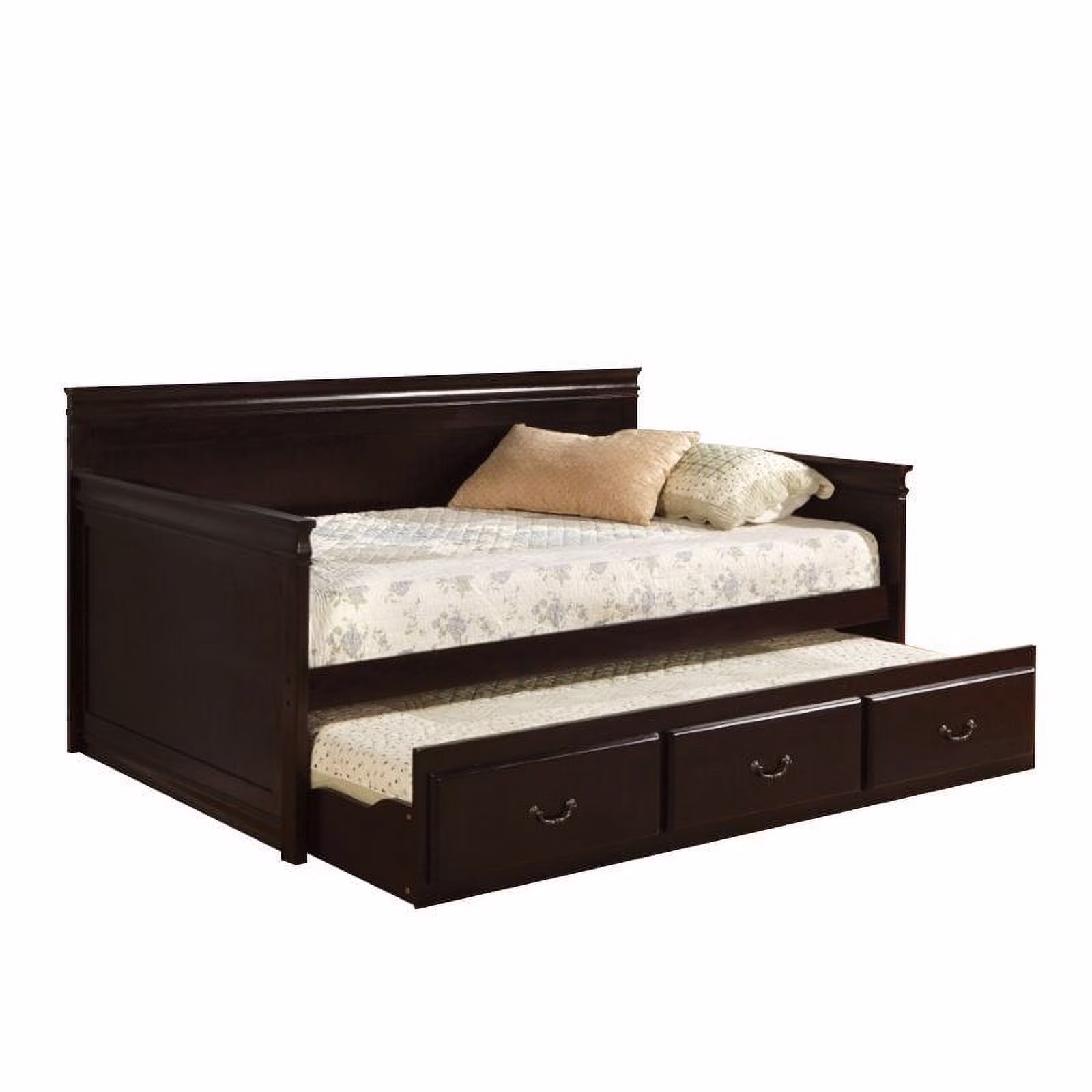 Furniture of America Liam Traditional Wood Twin Daybed with Trundle in Espresso