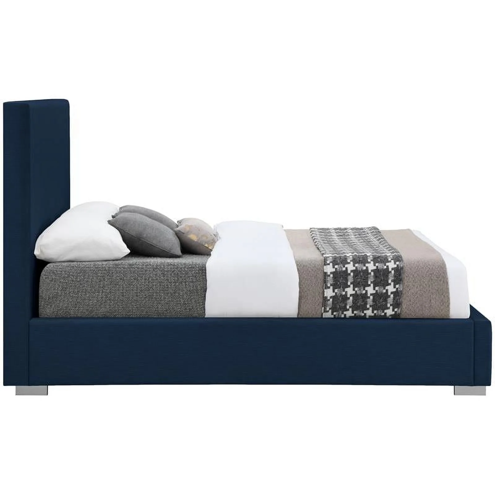 Meridian Furniture Crosby Navy Linen Textured Fabric King Bed