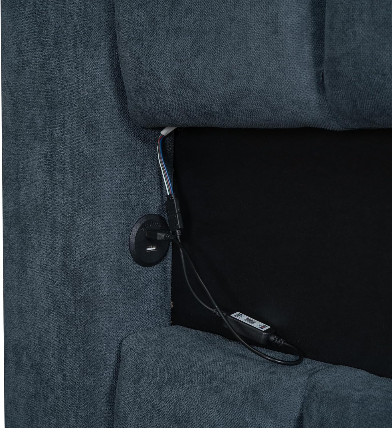 Queen Size Upholstered Platform Bed with LED Headboard and USB