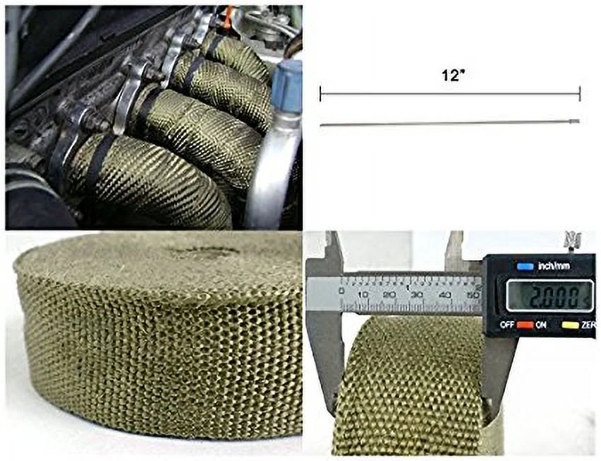 Spec-D Tuning EW-50TN 50Ft Titanium Carbide Fiber Header Exhaust Pipe Heat Wrap+Zip Ties Kit