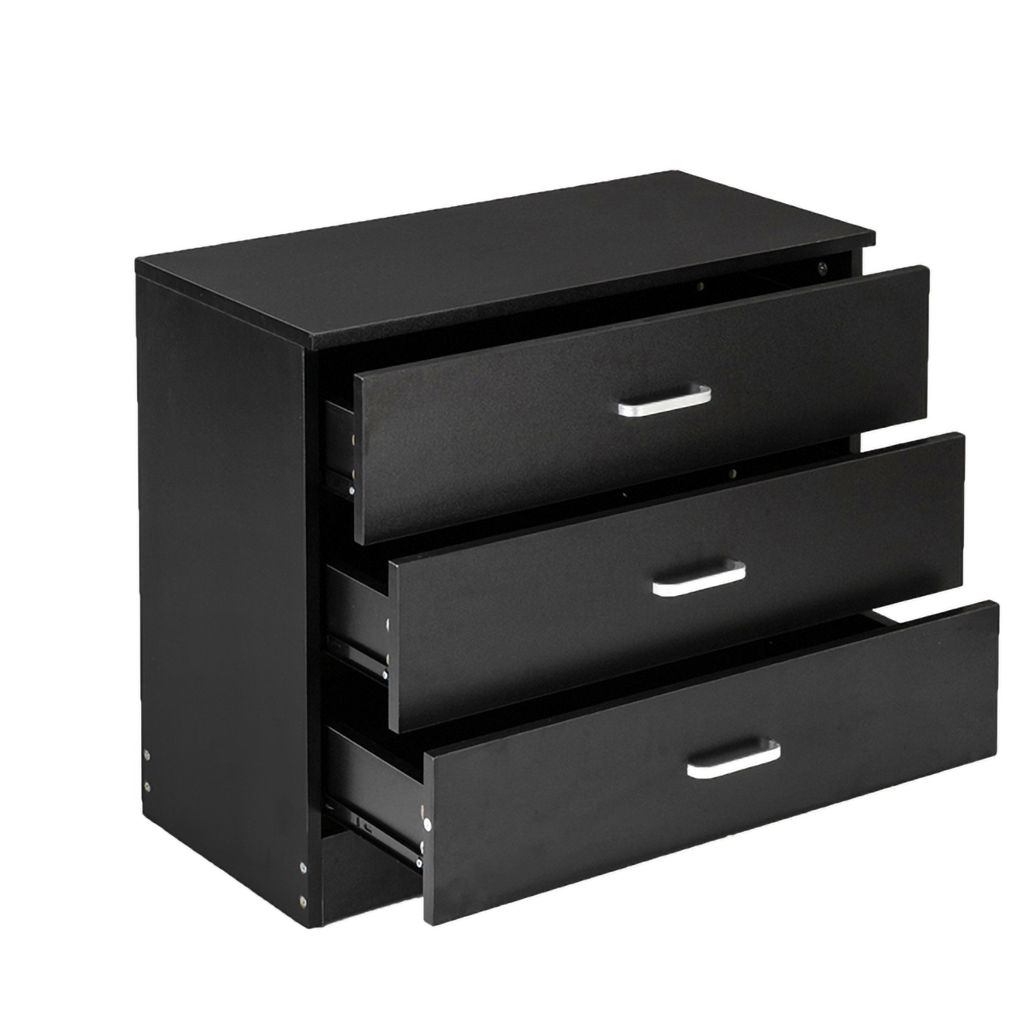 RUseeN Wood Simple 3-Drawer Dresser Black