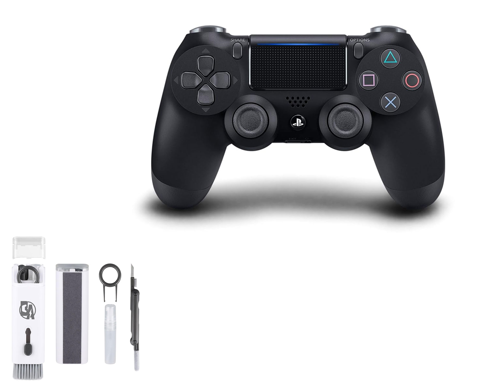 Sony Dual Shock Black Gaming Controller PS4 Console With Cleaning Kit BOLT AXTION Bundle Like New