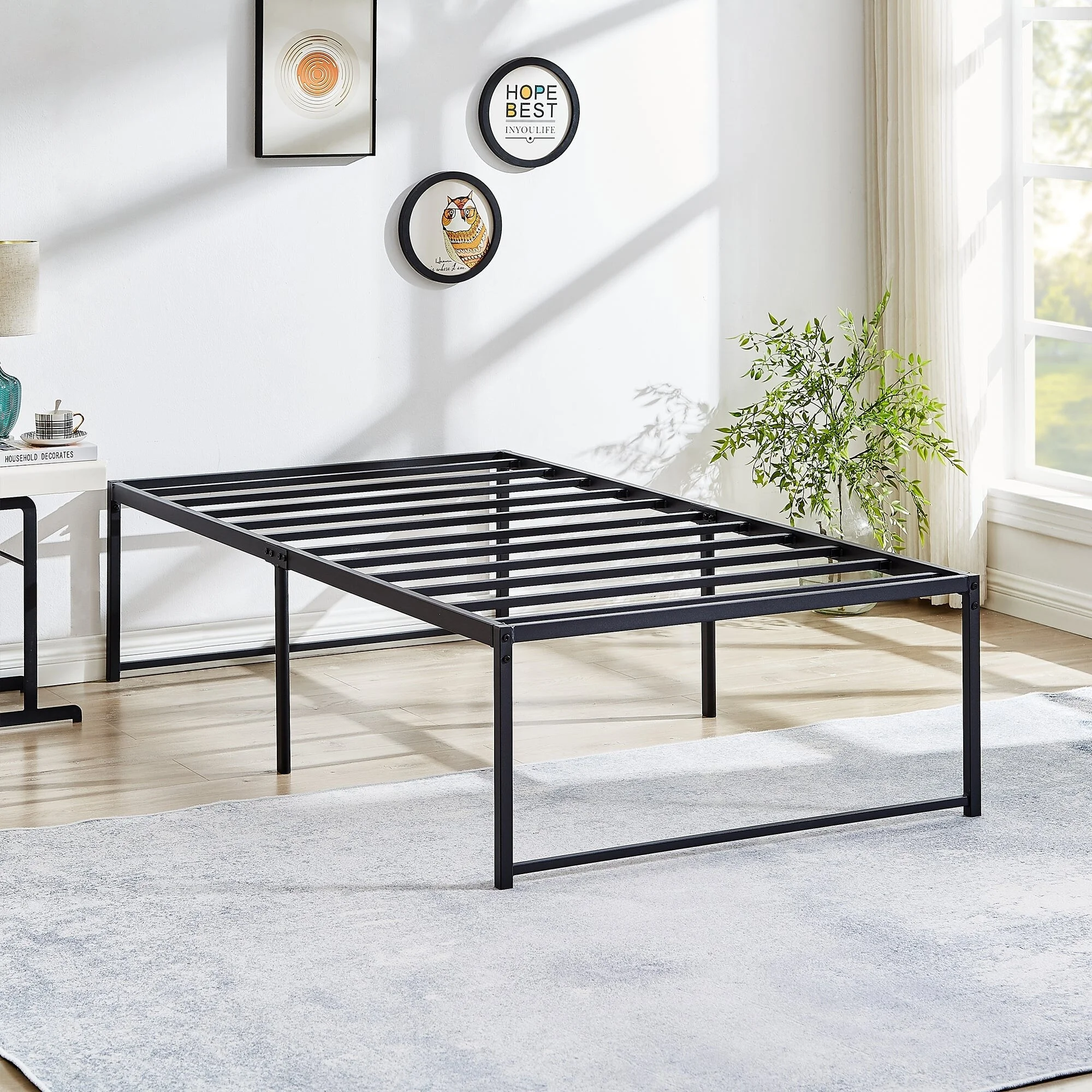 18-inch Twin Size Metal Platform Bed Frame with Steel Slat