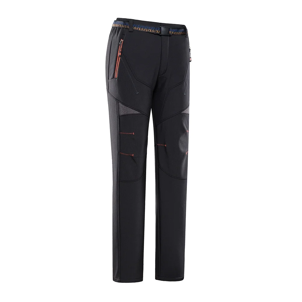 Dcenta Women's Hiking Pants Fleece Removable Waterproof Windproof Mountain Trousers with Zipper Pockets Camping Fishing Winter