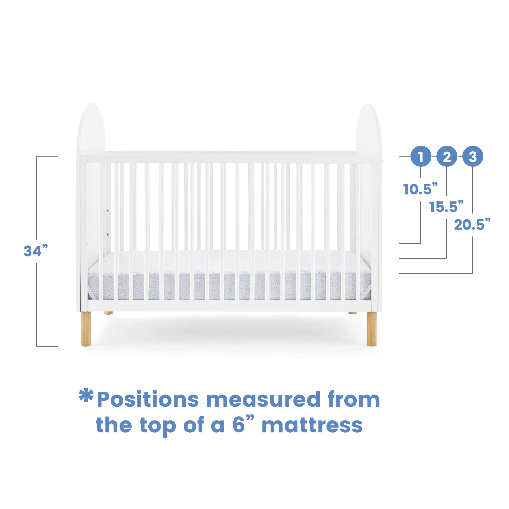 Delta Children Reese 4-in-1 Convertible Crib - Greenguard Gold Certified, Bianca White/Natural