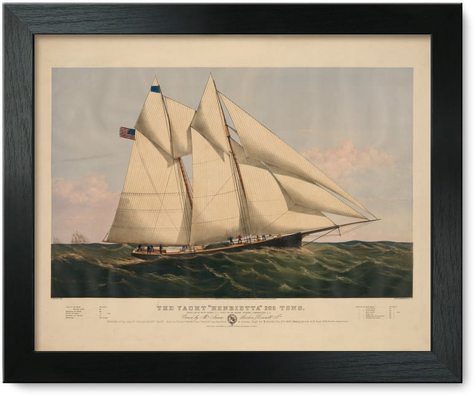 Framed Print: The Yacht Henrietta 205 Tons: Modelled By Mr. Wm. Tooker, New York