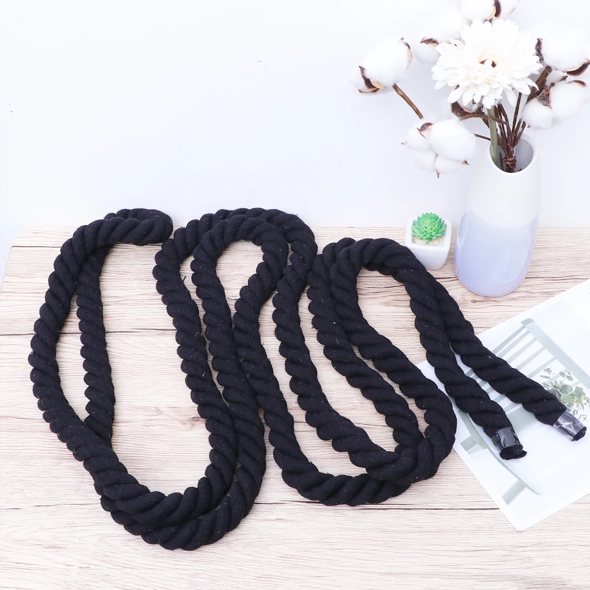 NUOLUX 4m Twine String Rope 20mm Cotton Thickened Craft String for DIY Decoration Clothing Packaging (Black)