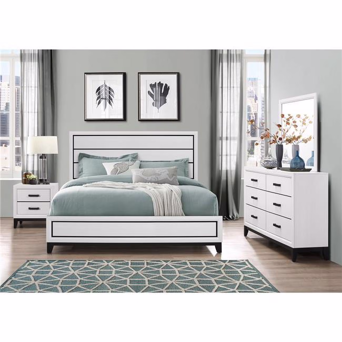 Global Furniture USA KATE-WH-KBG-M Kate White King Size Bed Group