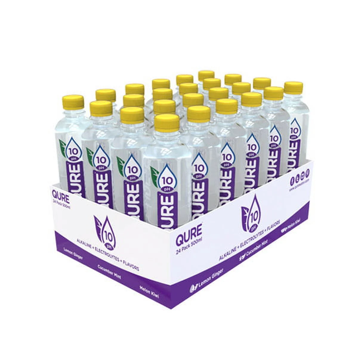 Qure Alkaline Water, Lemon Ginger, 24 Count