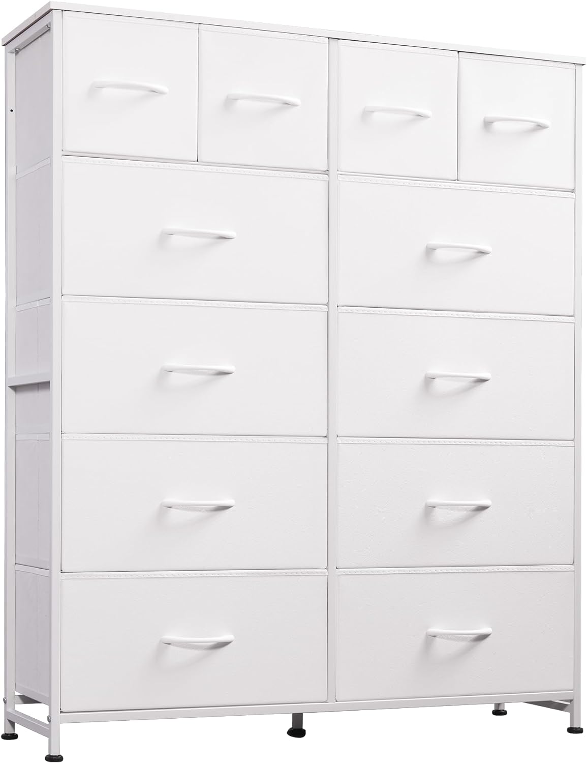 JIAH Tall Dresser for Bedroom with 12 Drawers, Dressers & Chests of Drawers, Fabric Dresser for Bedroom, Closet, Fabric Storage Dresser with Storage Drawers, Wood Top, Charcoal Black Wood Grain Print