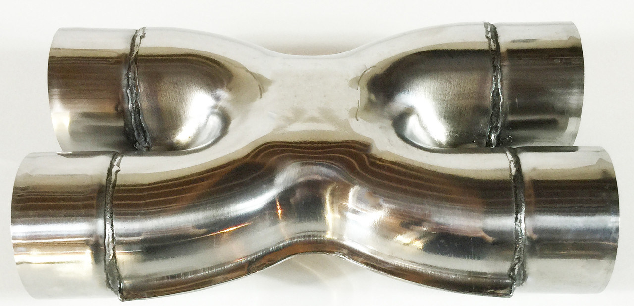 Exhaust Stamped X Pipe 2.50" Dia Dual Inlet to 2.50" Dia Dual Outlets Polished Stainless Steel WPSXP250-250SS Wesdon Exhaust Stamped X Pipe