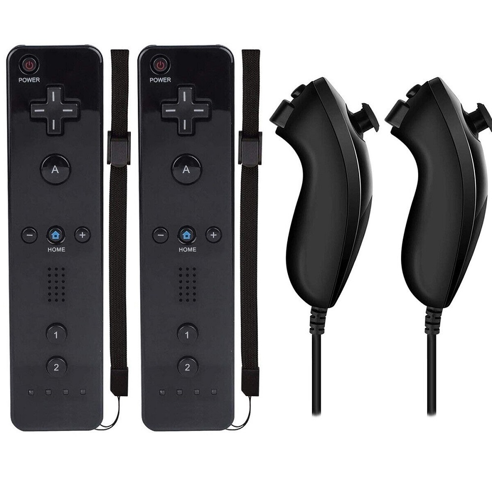 2 Pack Remote Wiimote Nunchuck Controller for Nintendo Wii/Wii U Game Console, Black