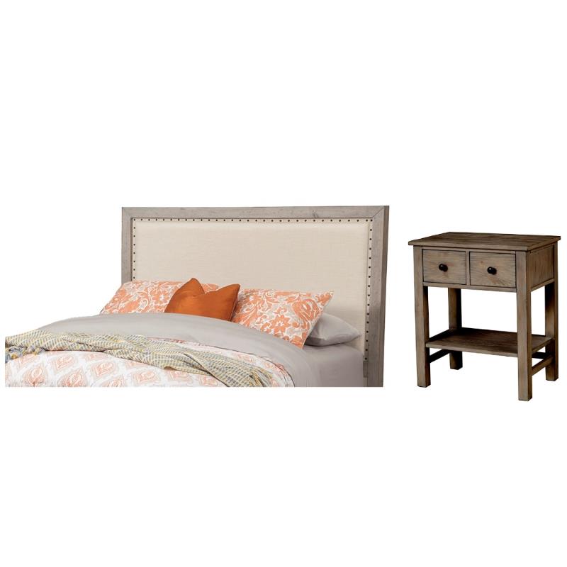 Home Square 2-Piece Set with Classic Queen Headboard & 2 Drawer Nightstand