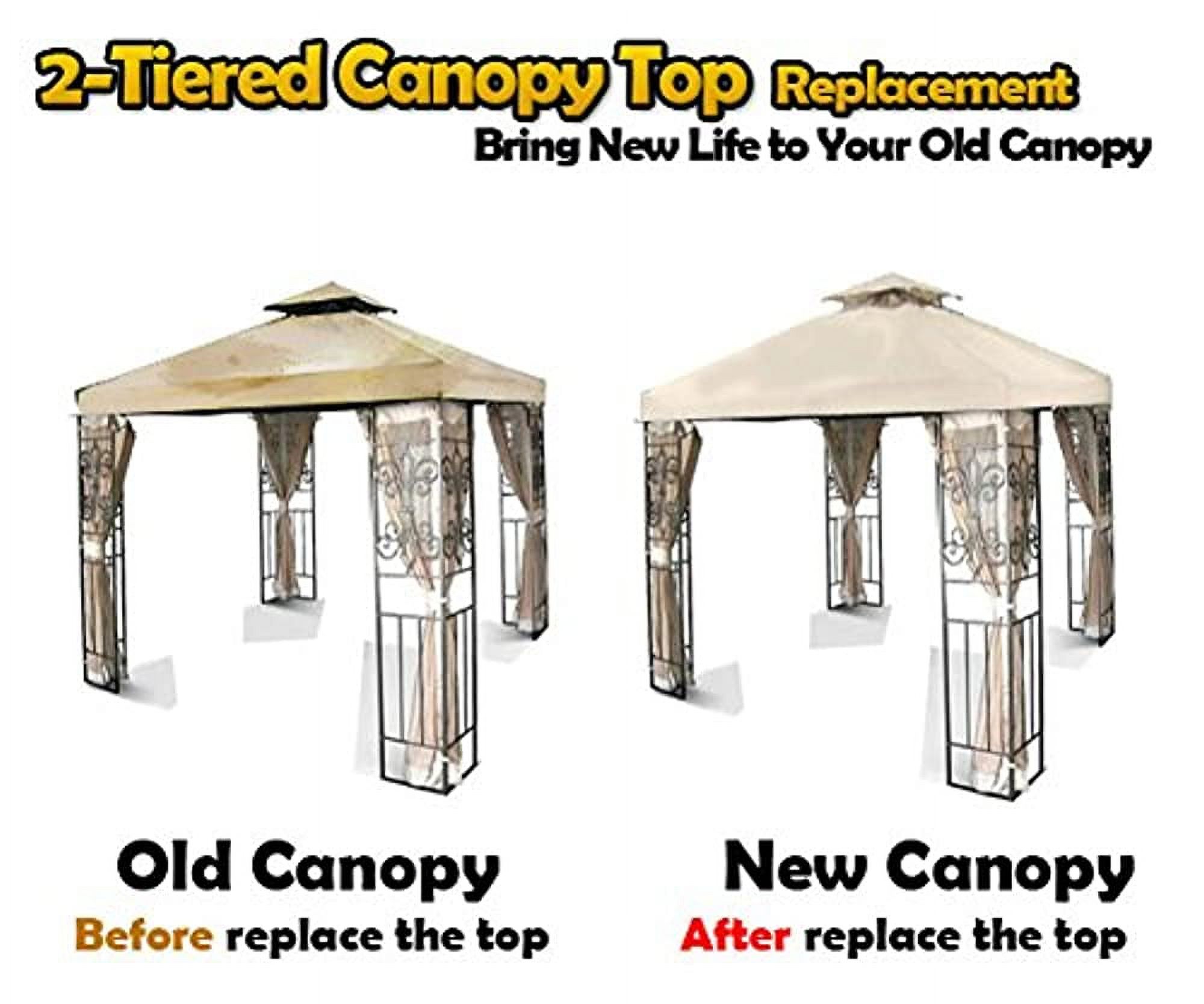 NEW 10 x 10 TWO TIER REPLACEMENT GAZEBO CANOPY TOP COVER SUN SHADE 10x10 BEIGE
