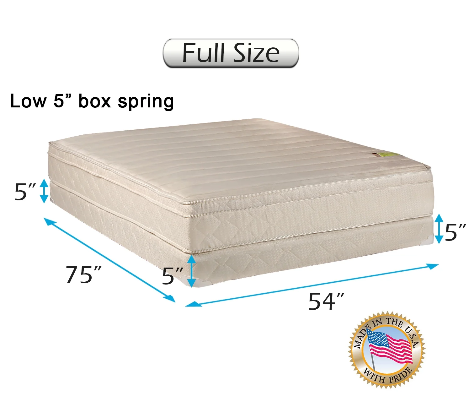 Comfort Pedic Firm (Eurotop) PillowTop Full Size Mattress & Low 5