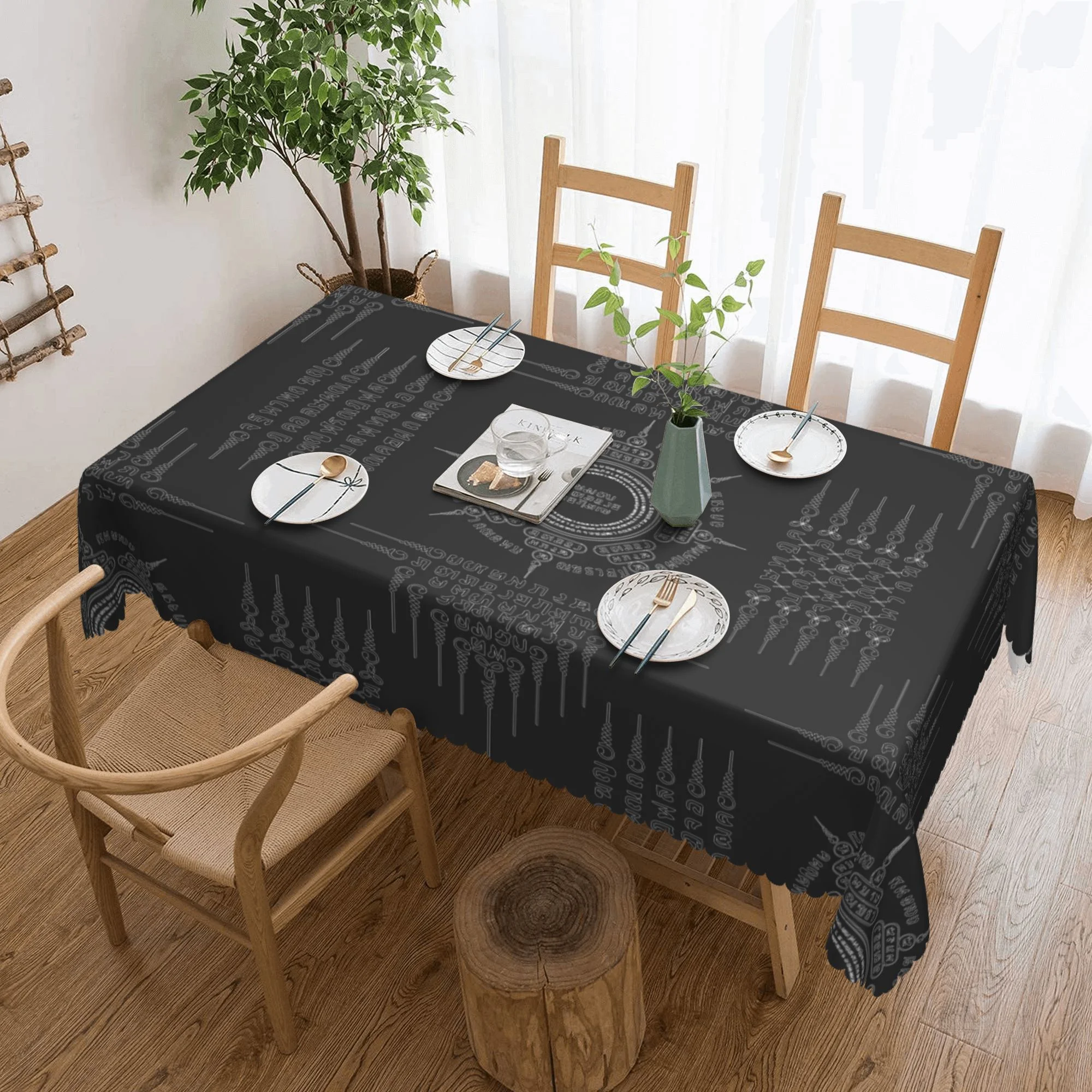 DouZhe Rectangular Tablecloth, Mystic Viking Gothic Runes Table Cloth for Kitchen Dinning Tabletop, 72