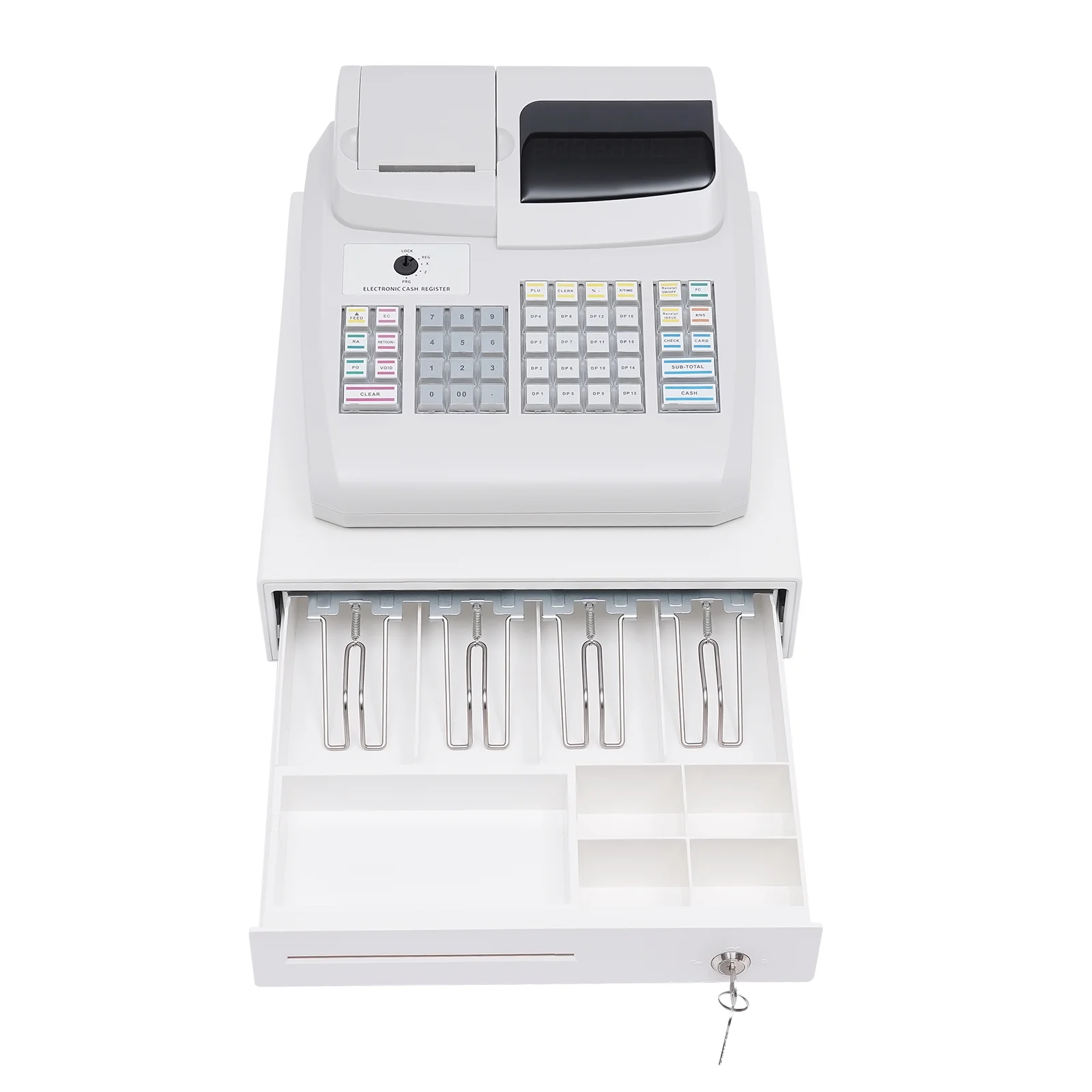 Aiqidi Electronic Cash Register, 47 Keys Digital LED Display Casher POS Cash Management System RS232 PS2 Interface with Drawer Box