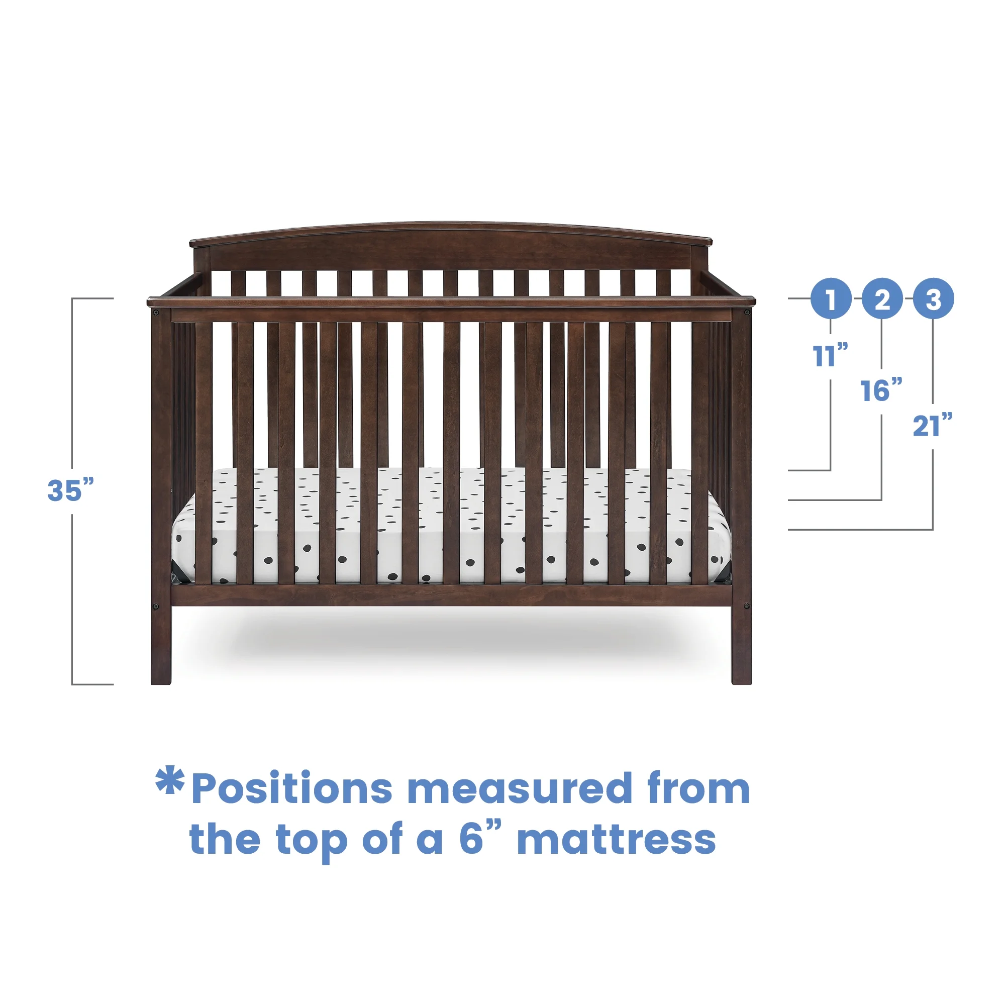 Delta Children Hanover 6-in-1 Convertible Baby Crib, Walnut Espresso