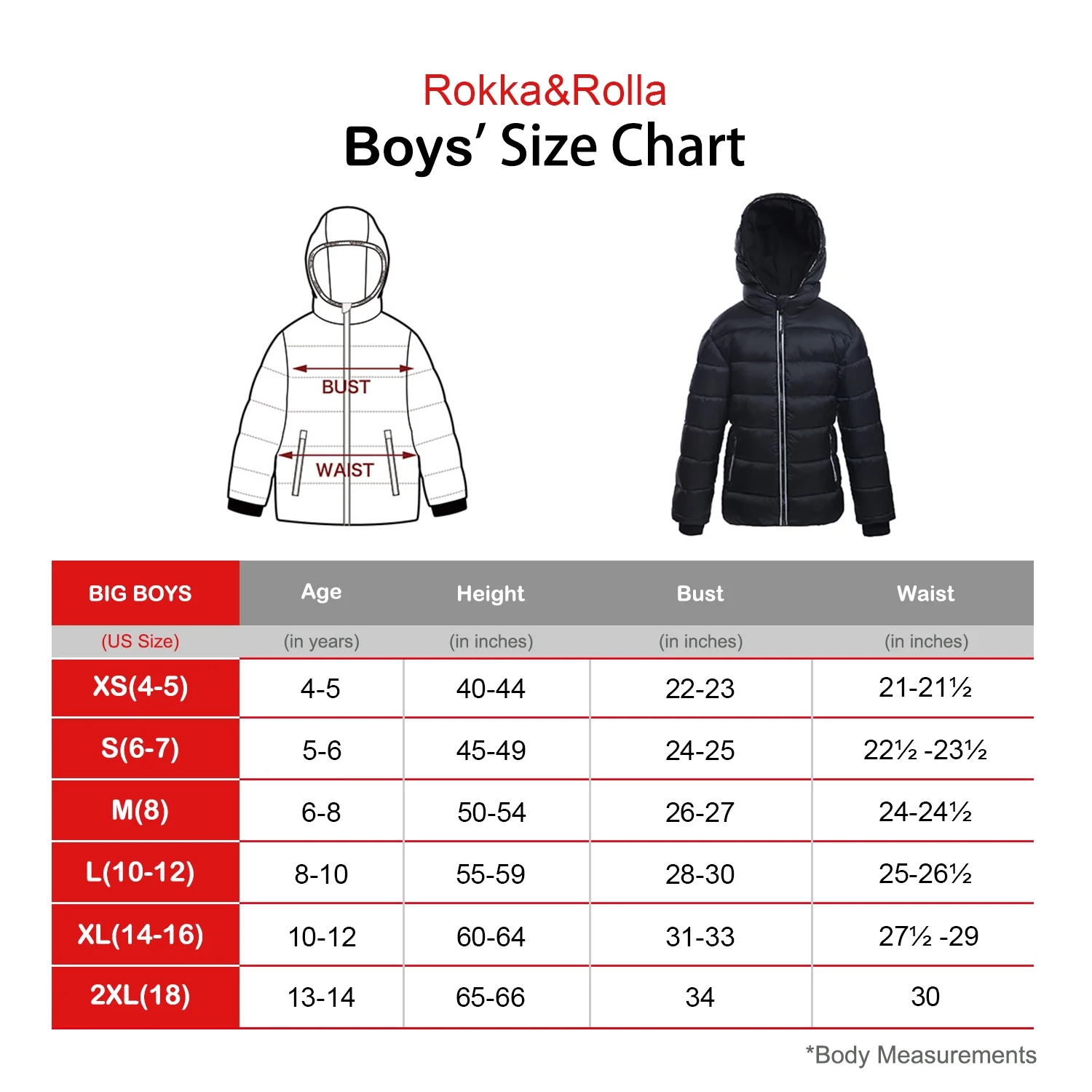 Rokka&Rolla Boys' Heavy Winter Puffer Jacket Bubble Coat, Sizes 4-18