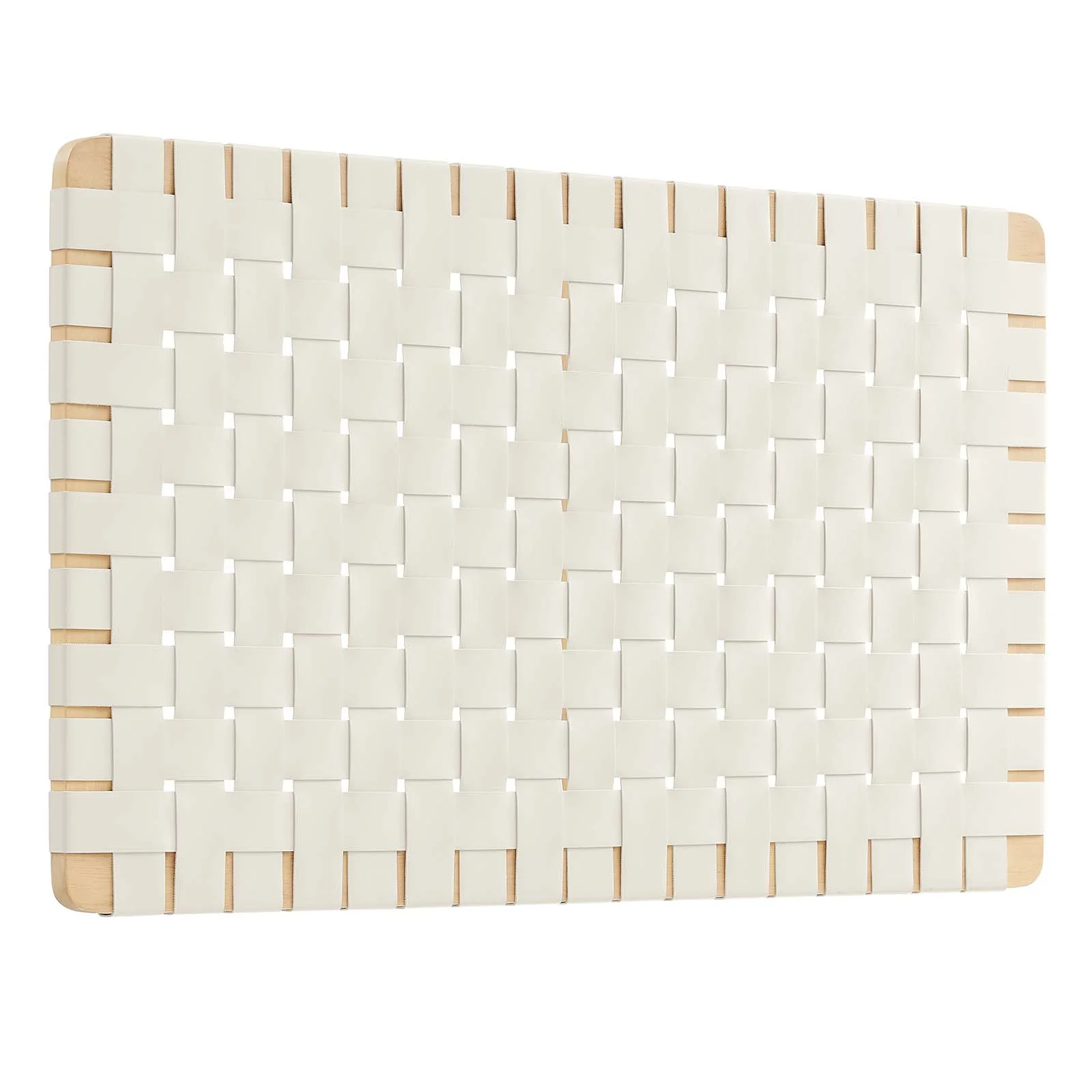 Modway Sparta Weave Wall-Mount Twin Vegan Leather Headboard in Natural Beige