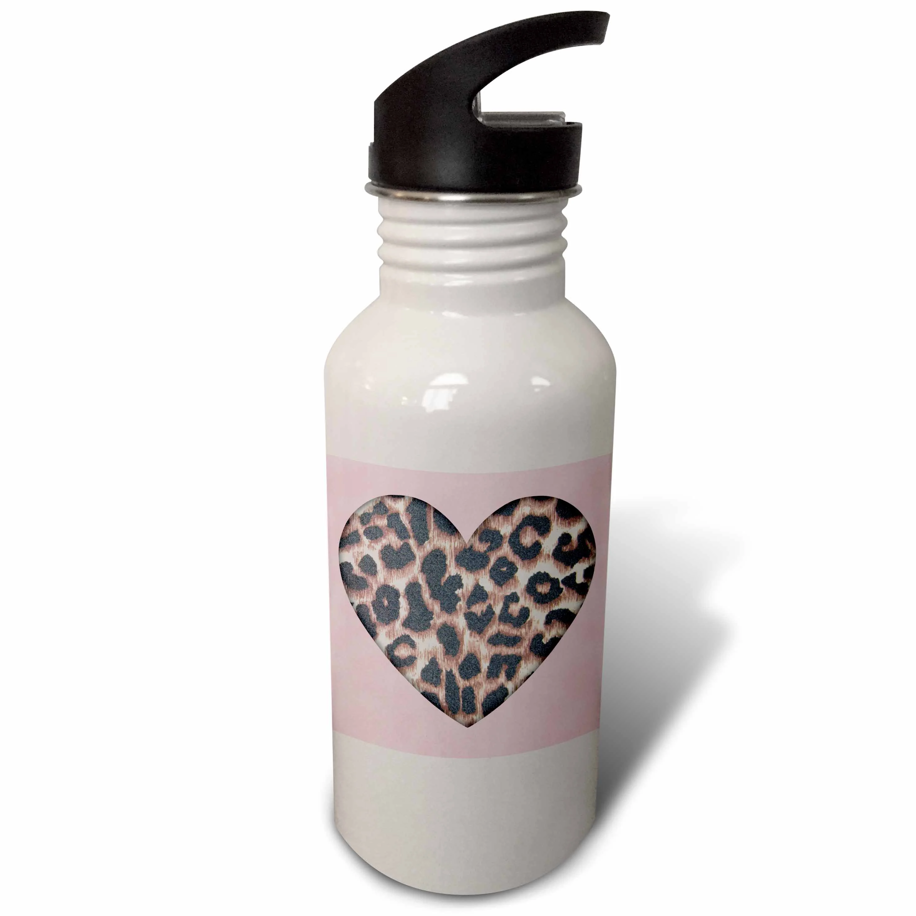 Pink and Brown Leopard Print Animal Prints Fashion 21 oz Sports Water Bottle wb-30869-1