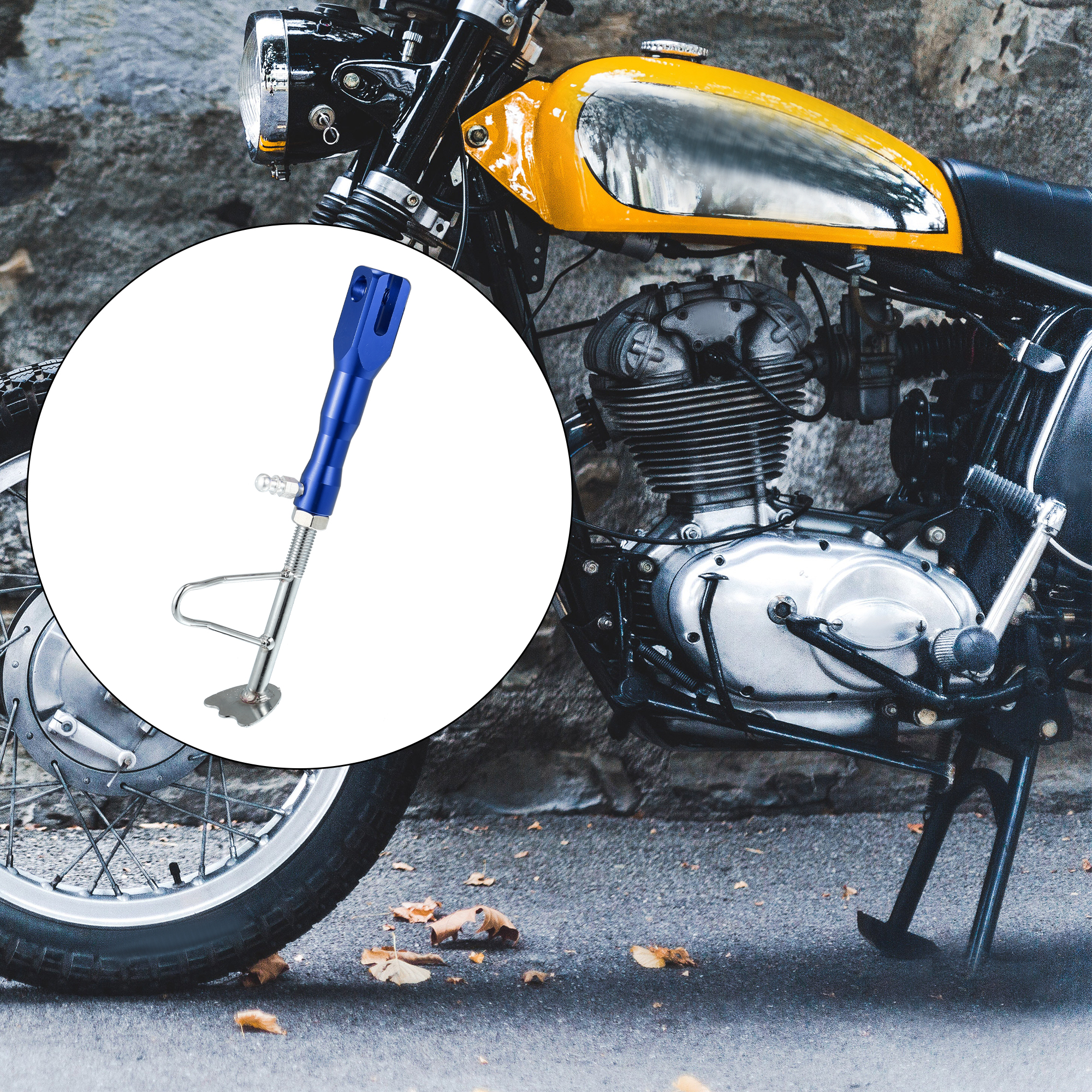 Motorbike Kickstand Side Support Stand Adjust Holder Aluminum Alloy Foot Side Stand Blue