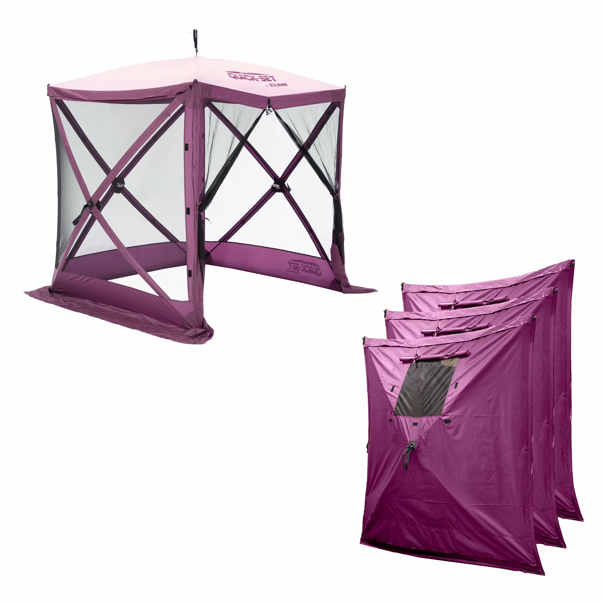 CLAM Quick Set Traveler 4 Sided Canopy+ CLAM Quick Set Screen, Plum