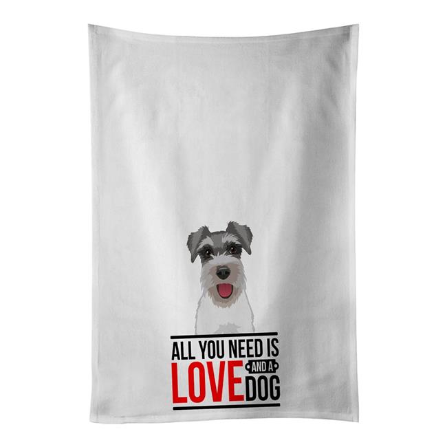 28 x 19 in. Unisex Schnauzer Salt & Pepper No.3 White Dish Towels Kitchen Towel - Set of 2