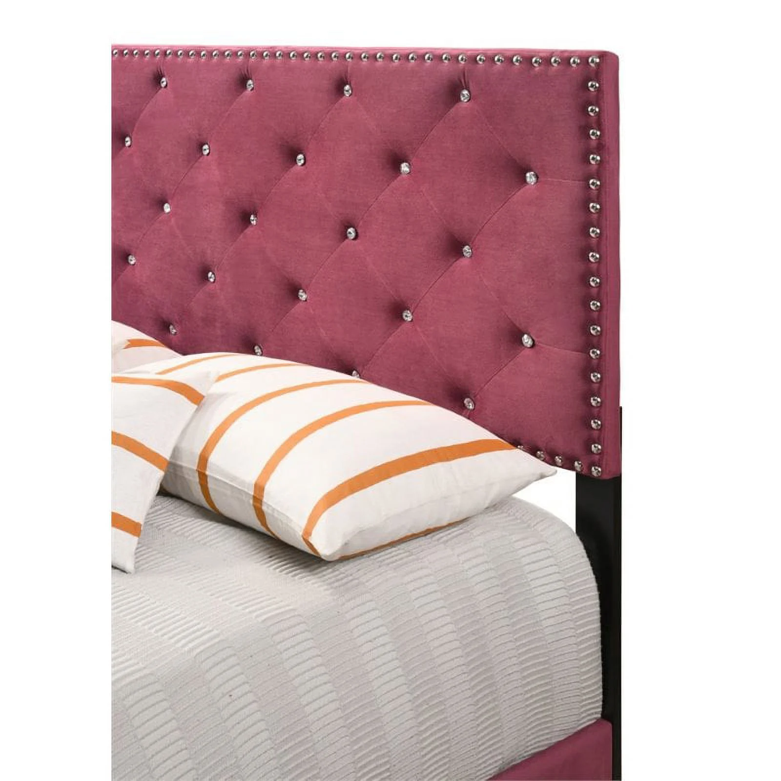 Maklaine Transitional Upholstered Velvet Queen Bed in Cherry