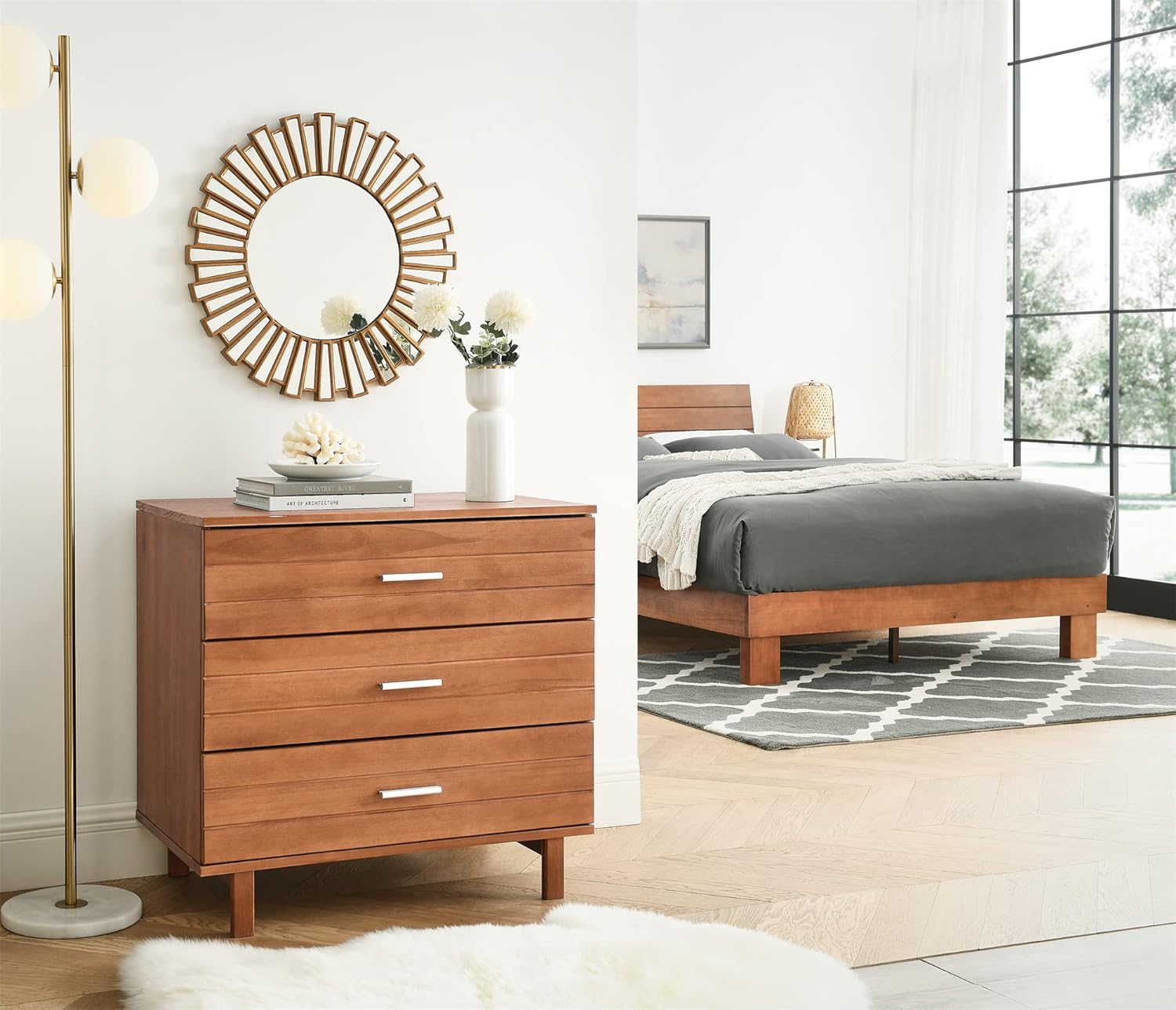 Modern Century Solid Wood 3 Drawers Dressers/Nightstand For Bedroom, Small Modern Chest Of Drawers, 3 Tier Storage Organizer For Hallway/Entryway, Stylish Dressers