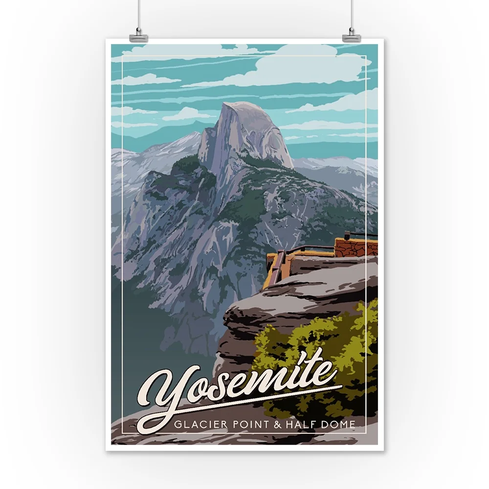 Yosemite National Park, California, Glacier Point and Half Dome View (12x18 Wall Art Poster, Room Decor)