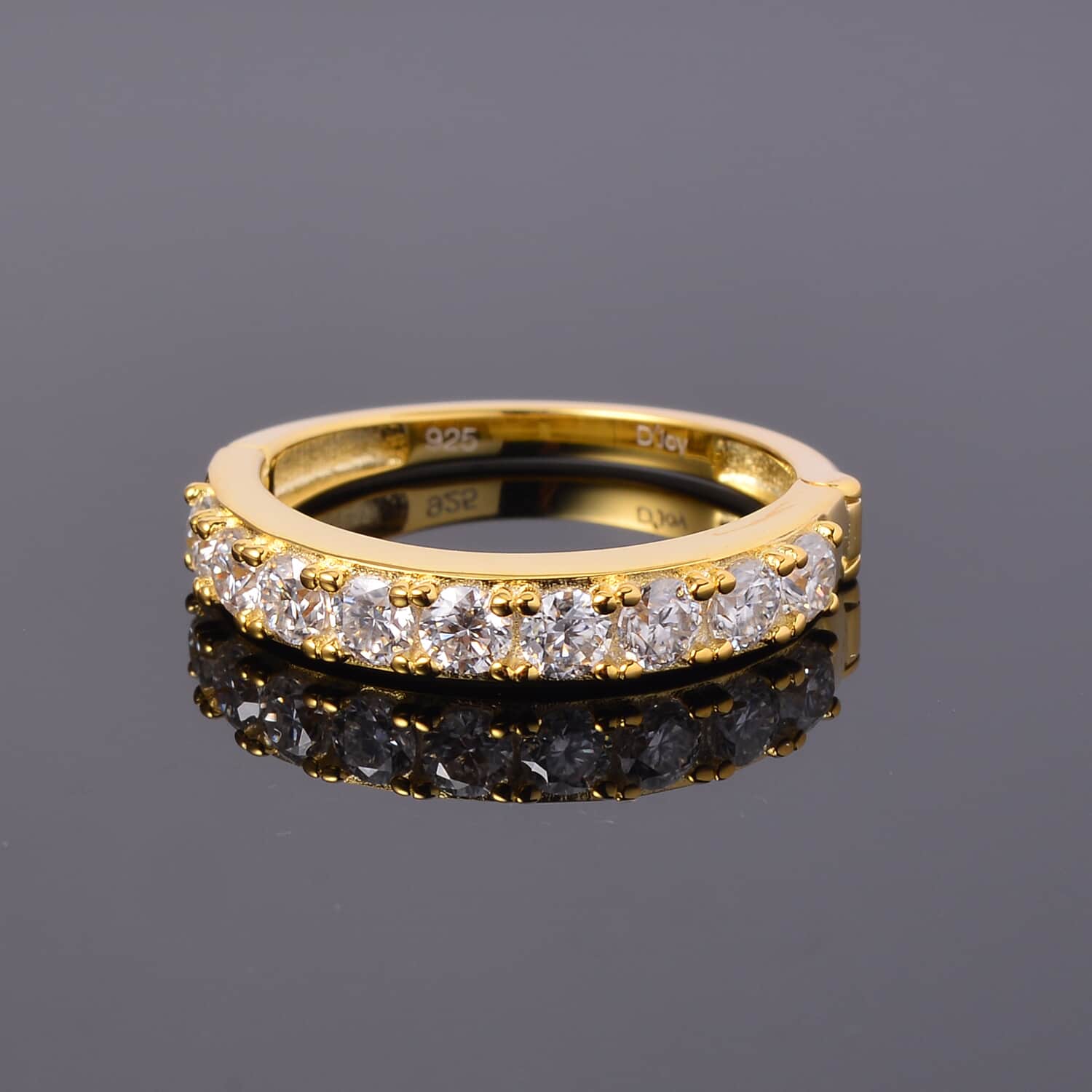 Shop LC Moissanite Round 925 Sterling Silver Vermeil Yellow Gold Plated Eternity Band Ring for Women Jewelry Size 9 Ct 0.82 Birthday Gifts