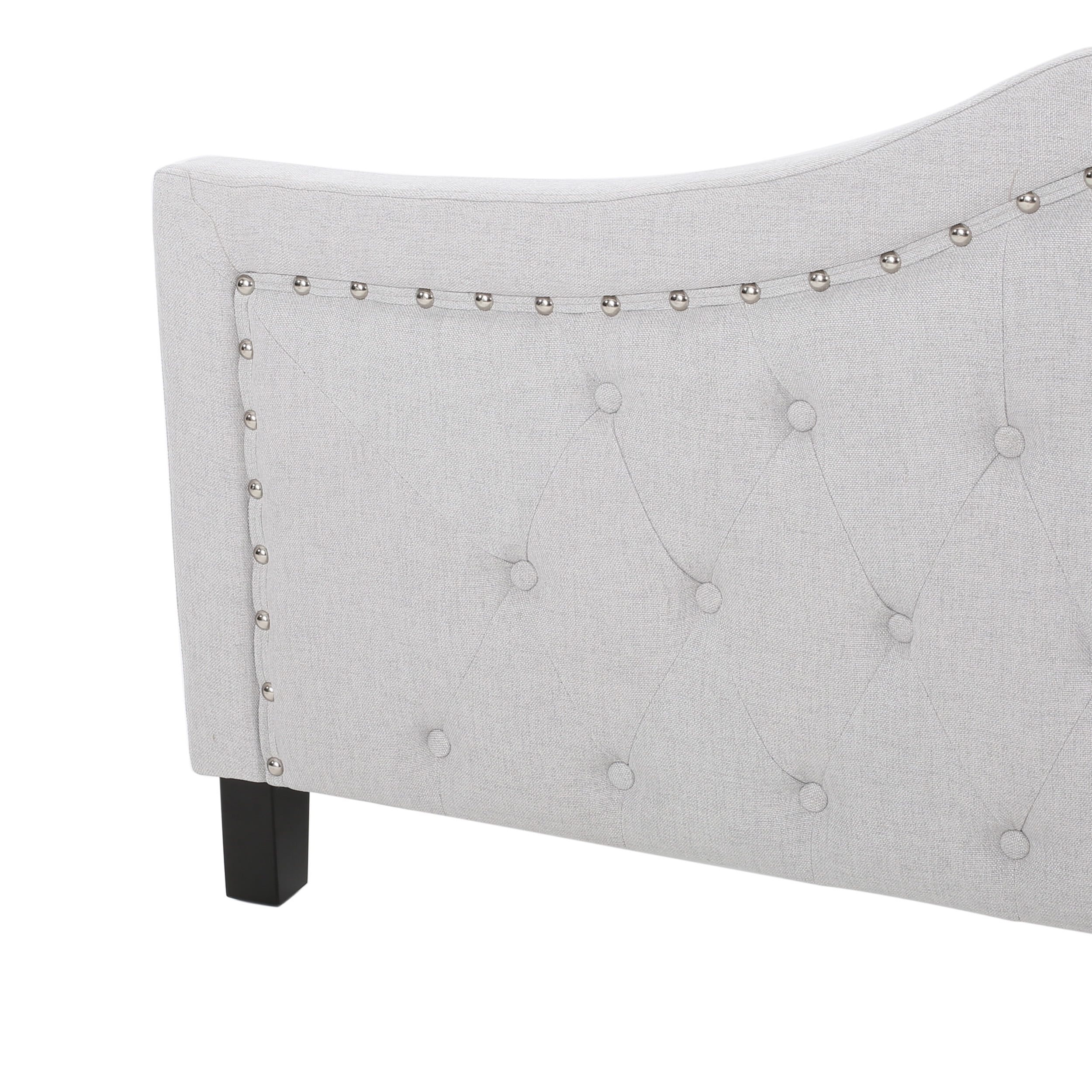 Livi Fabric Fully Upholstered Queen Bed Set, Light Grey