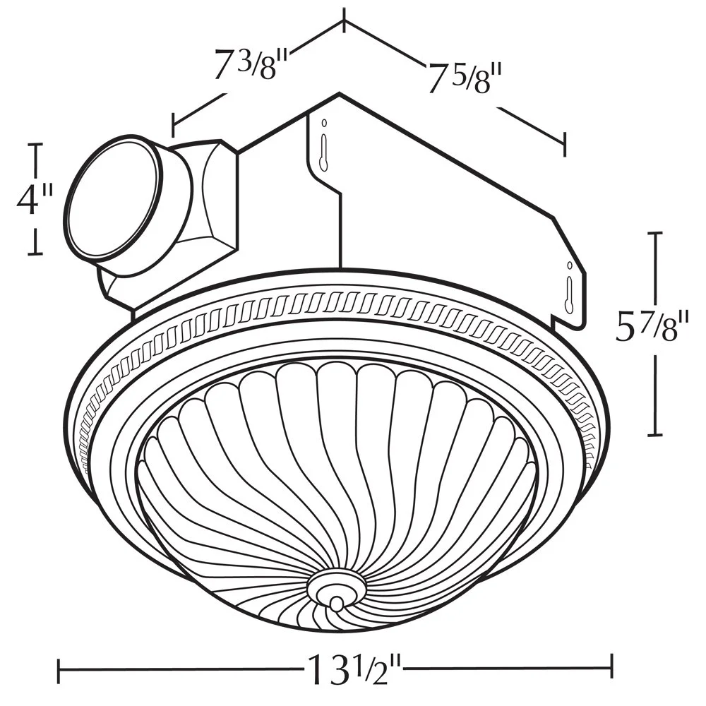 Air King DRLC701 Exhaust Fan, 1.6 A, 120 V, 70 cfm Air, 4 Sones, CFL, Incandescent Lamp, 4 in Duct